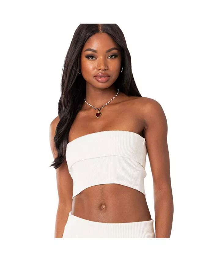 

Женский топ Desiree Fold Over Knit Tube Edikted, белый