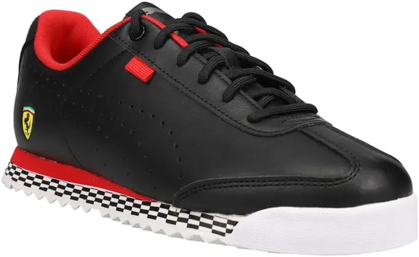 

Детские кроссовки PUMA Scuderia Ferrari X Roma Via с перфорацией и шнуровкой, повседневные, черные, черный