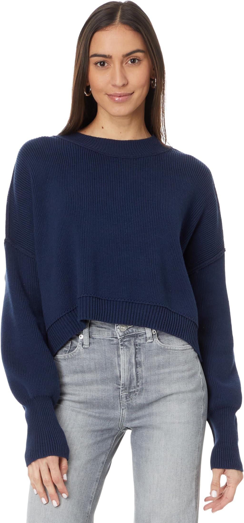 

Пуловер Free People Easy Street Crop Pullover, темно-синий