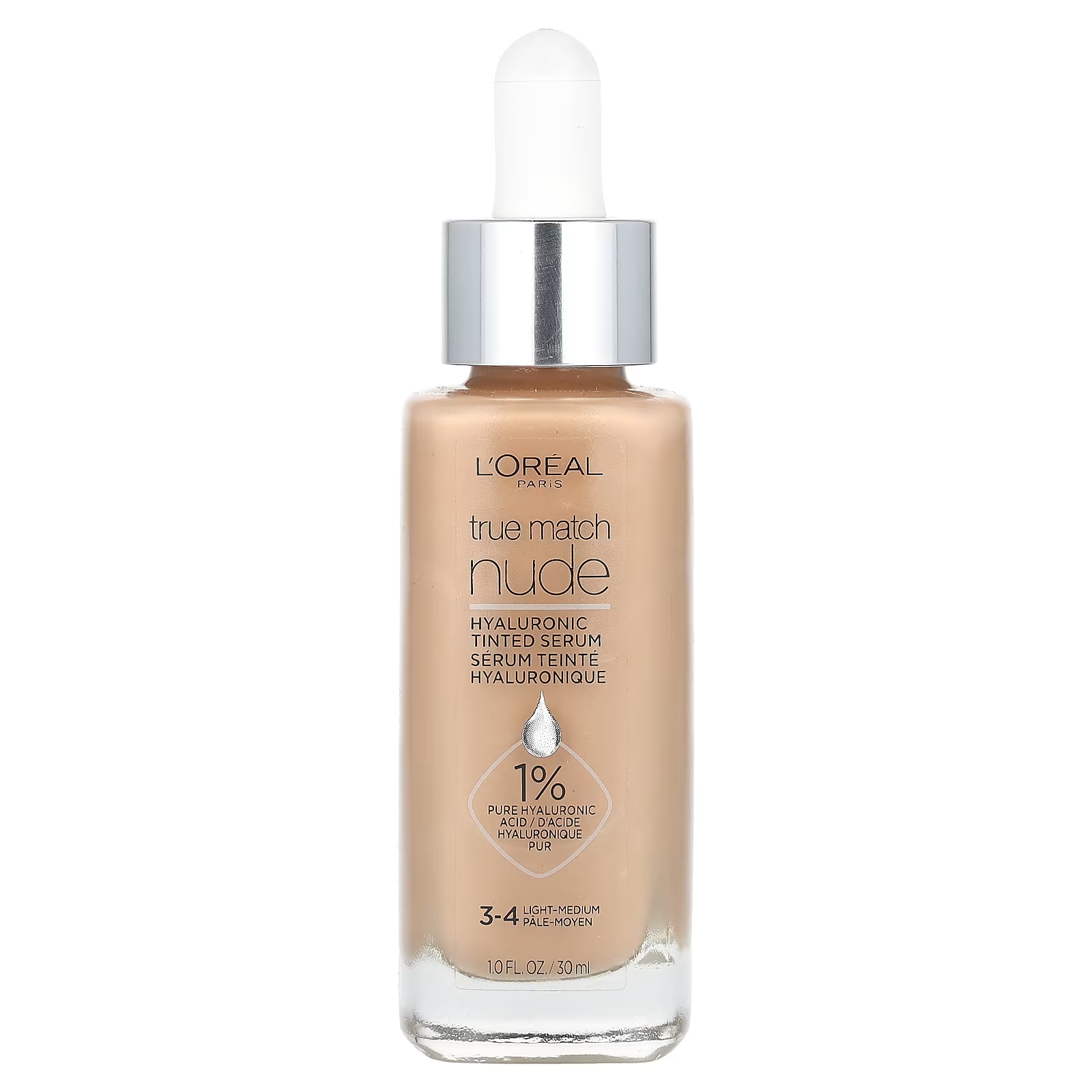 

L'Oréal True Match Nude Гиалуроновая тонирующая сыворотка 3-4 Light-Medium, 1 жидкая унция (30 мл)