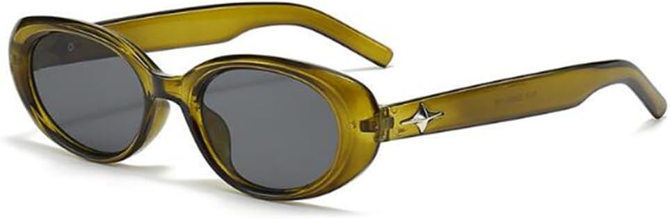 

Солнцезащитные очки в овальной оправе, солнцезащитные очки вогнутой формы, очки «кошачий глаз», солнцезащитные очки с защитой от солнца (прозрачная зеленая оправа, черные и серые вставки) FUC, C1 Black Frame Black Gray Flakes