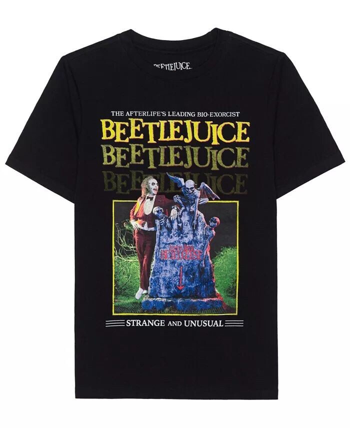 

Футболка с короткими рукавами и рисунком для мальчиков Beetlejuice Big Boys Hybrid, черный