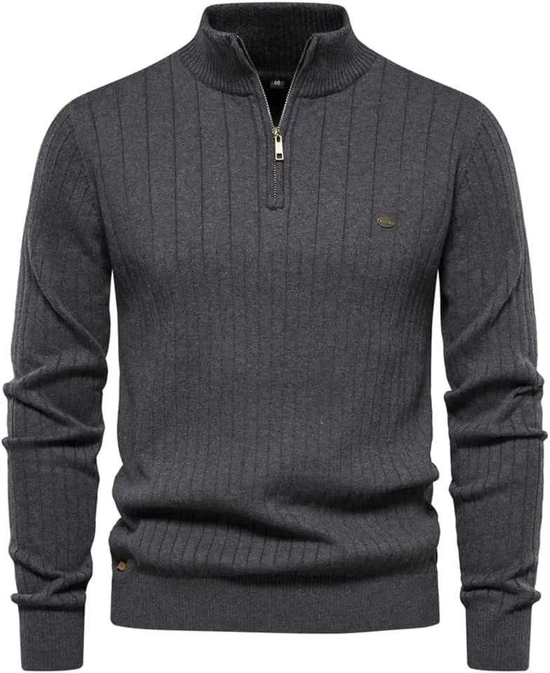 

Мужской свитер Dninmim с длинным рукавом и воротником-стойкой, осенне-зимний, на молнии