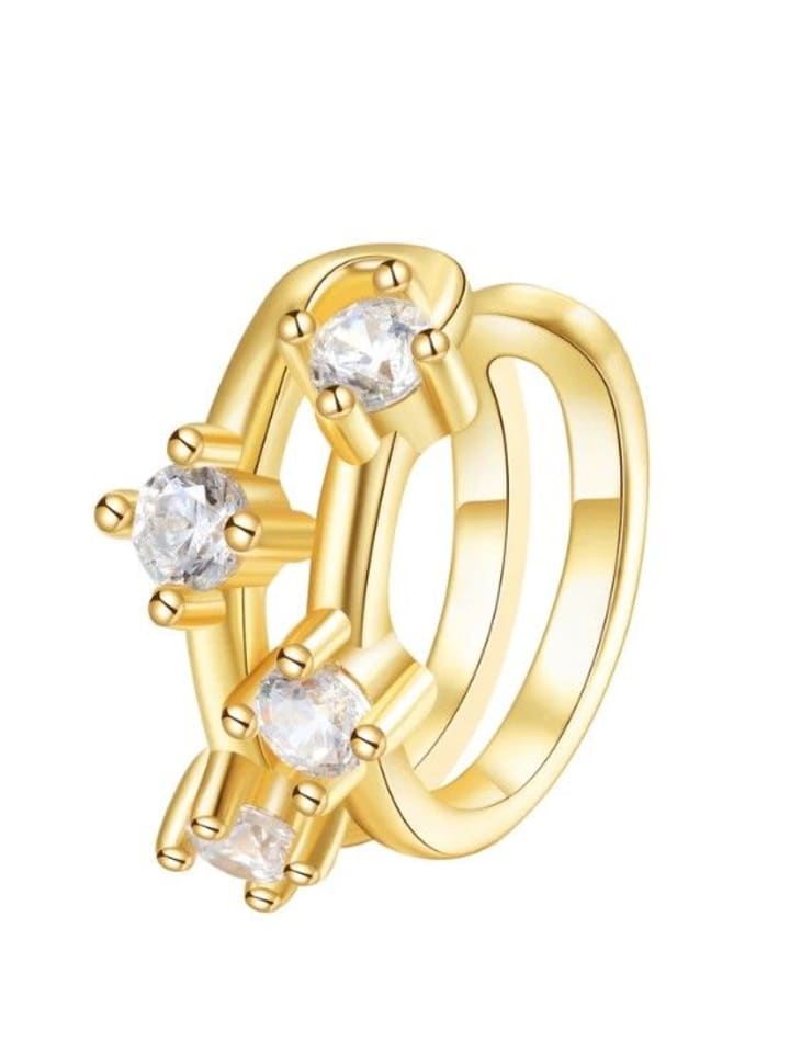 

Hey Happiness Позолоченная серьга-кафф с фианитами, выполненная из стерлингового серебра с золотым покрытием