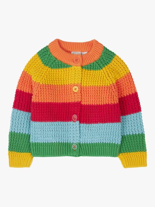 

Детский уютный кардиган из хлопка Frugi, Bright Rainbow Stri