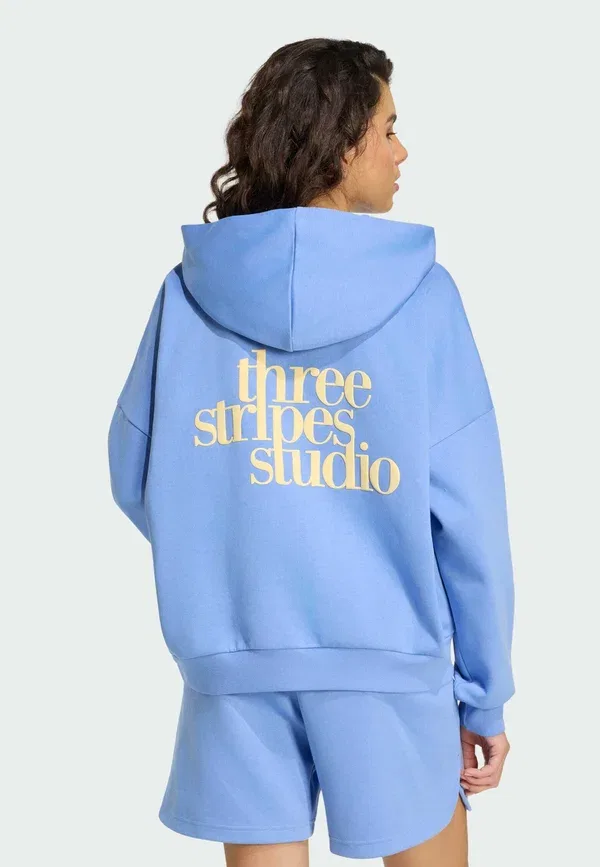 Толстовка с капюшоном Adidas Sportswear 3 Stripes Studio, синий фьюжн