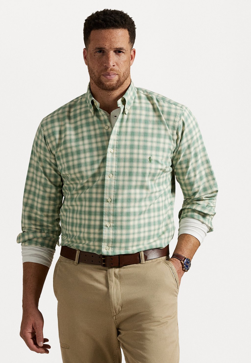 

Рубашка PLAID OXFORD SHIRT Polo Ralph Lauren Big & Tall, молочный