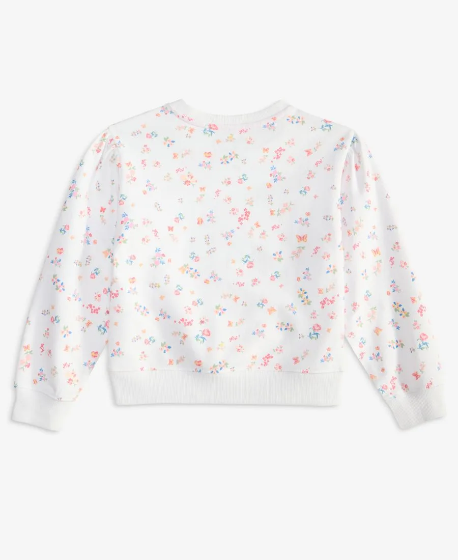 Детская толстовка с цветочным принтом и круглым вырезом, размеры XS-XL Epic Threads, Bright Whi — фото 3