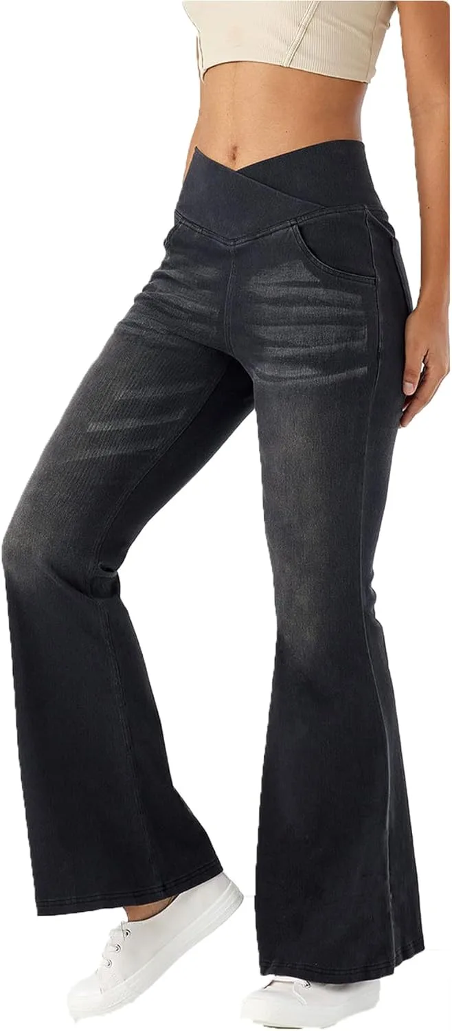 Женские облегающие расклешенные джинсы с высокой талией