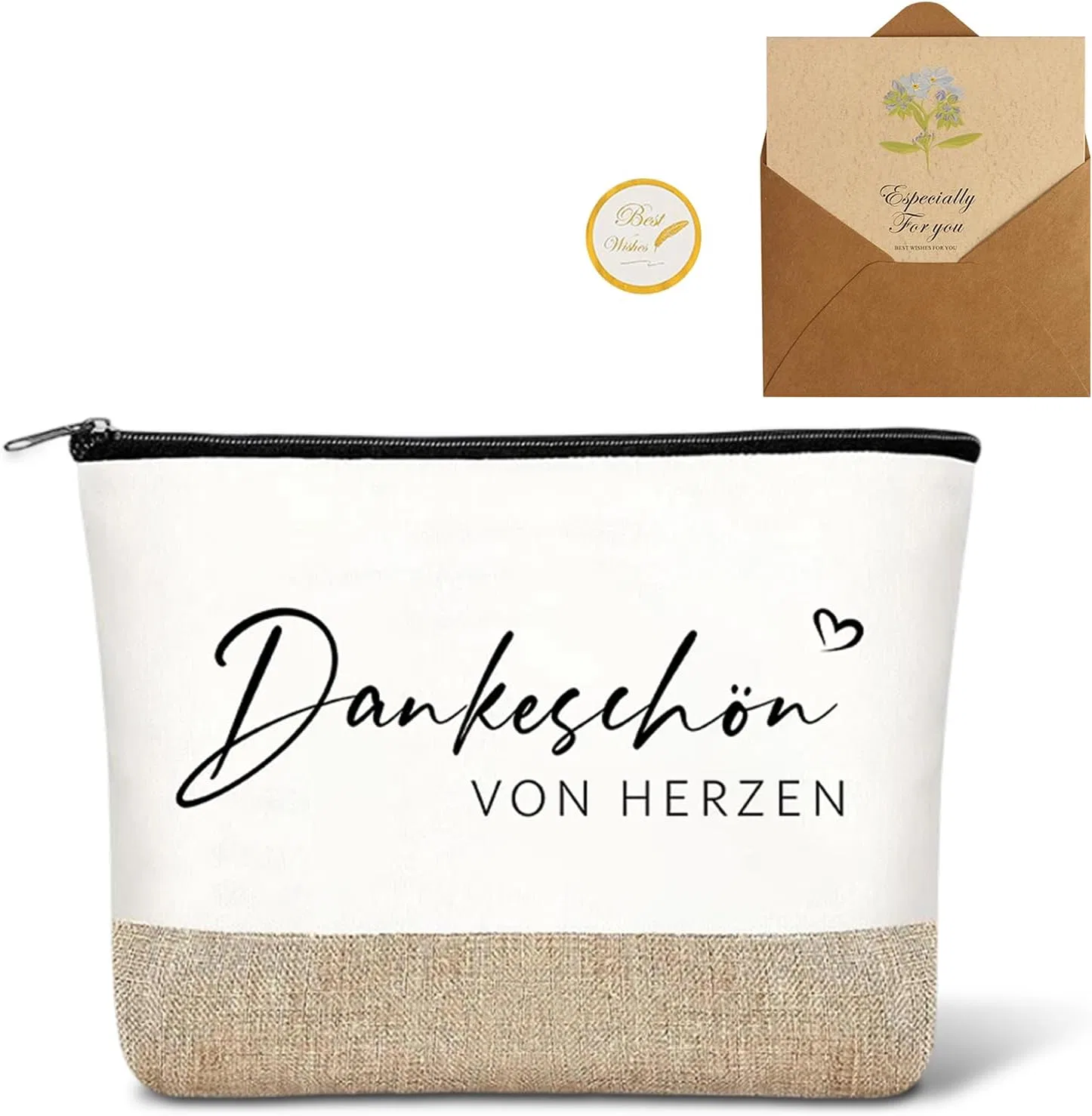 Женская косметичка с принтом «Danke von Herzen» в подарочном наборе Aurelx