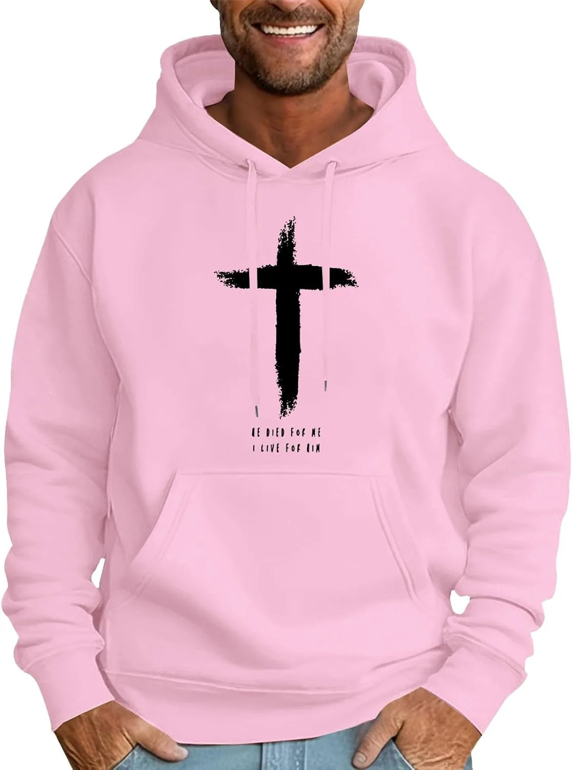 

Мужской худи с принтом и шнурком