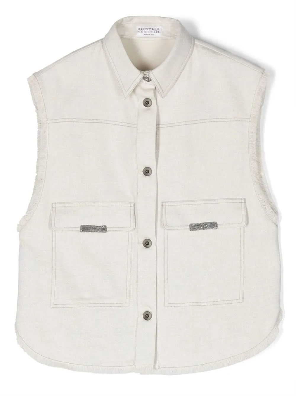 

Джинсовая куртка с бисером Brunello Cucinelli Kids, нейтральный