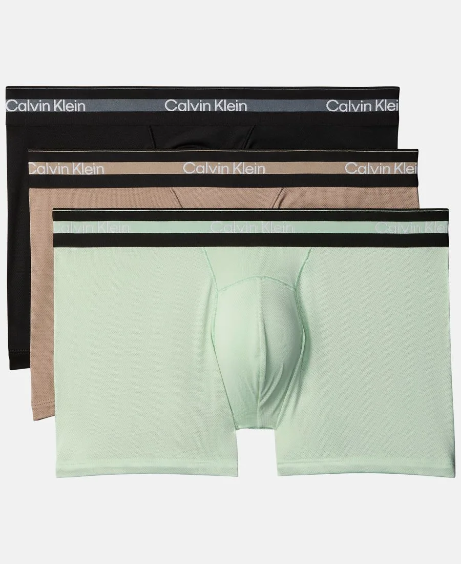 Мужские спортивные плавки Icon Active Mesh, комплект из 3 штук Calvin Klein, черный/fungi/seafoam wave