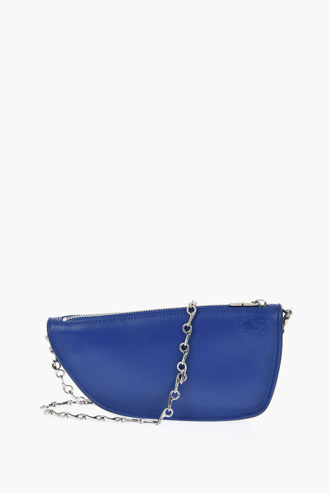 

Сумка-слинг Burberry из кожи Micro Shield с цепочным ремнем через плечо, синий