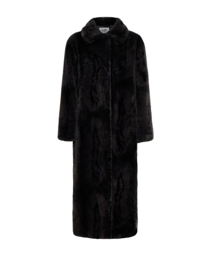 

Длинное черное пальто из искусственного меха Silvian Heach, коричневый