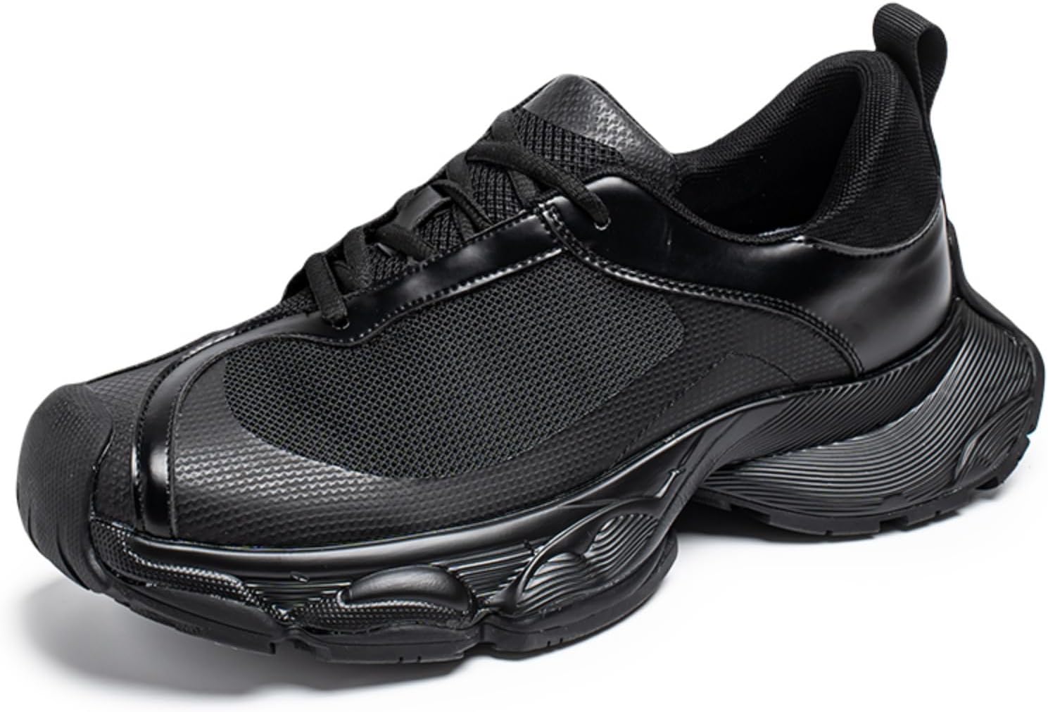 

Мужские модные кожаные кроссовки на шнуровке, повседневные, легкие, низкие, с нескользящей подошвой, спортивная обувь для бега, вождения, ходьбы и тенниса Netehadi, черный