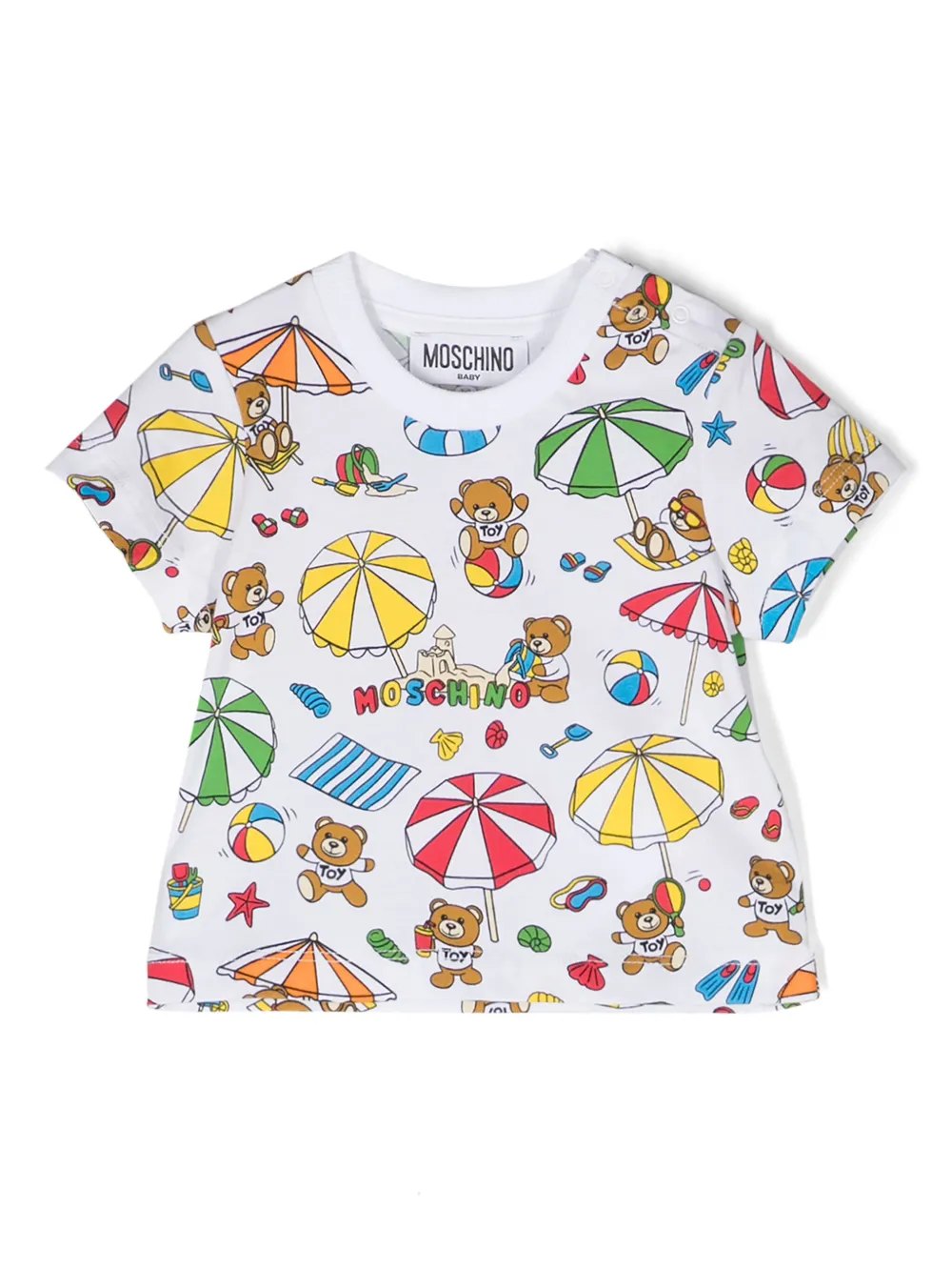 Комплект Teddy Bear из футболки и комбинезона Moschino Kids, синий — фото 2