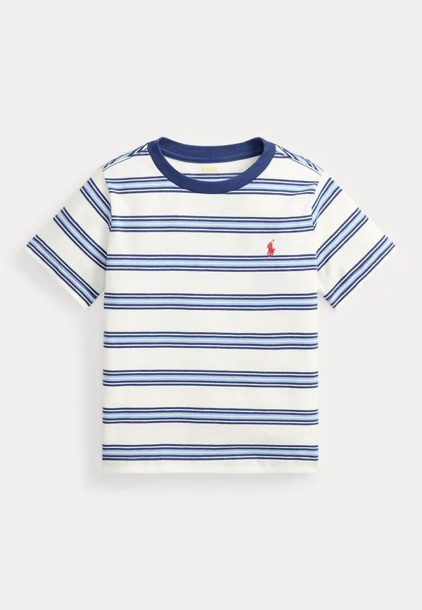 Полосатая футболка из хлопкового трикотажа, размер 26, с принтом. Polo Ralph Lauren, Deckwash White Multi