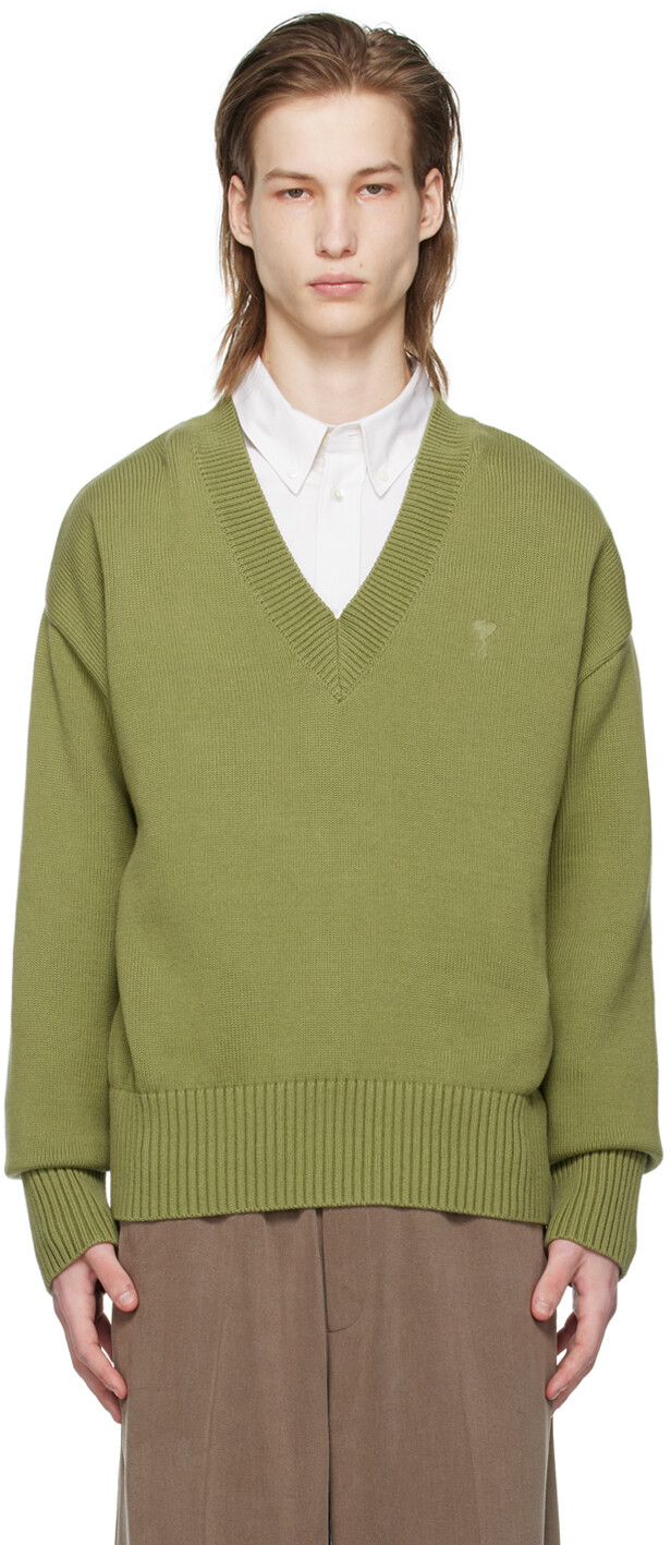 

Зеленый свитер Ami de Cœur Ami Paris, цвет Olive