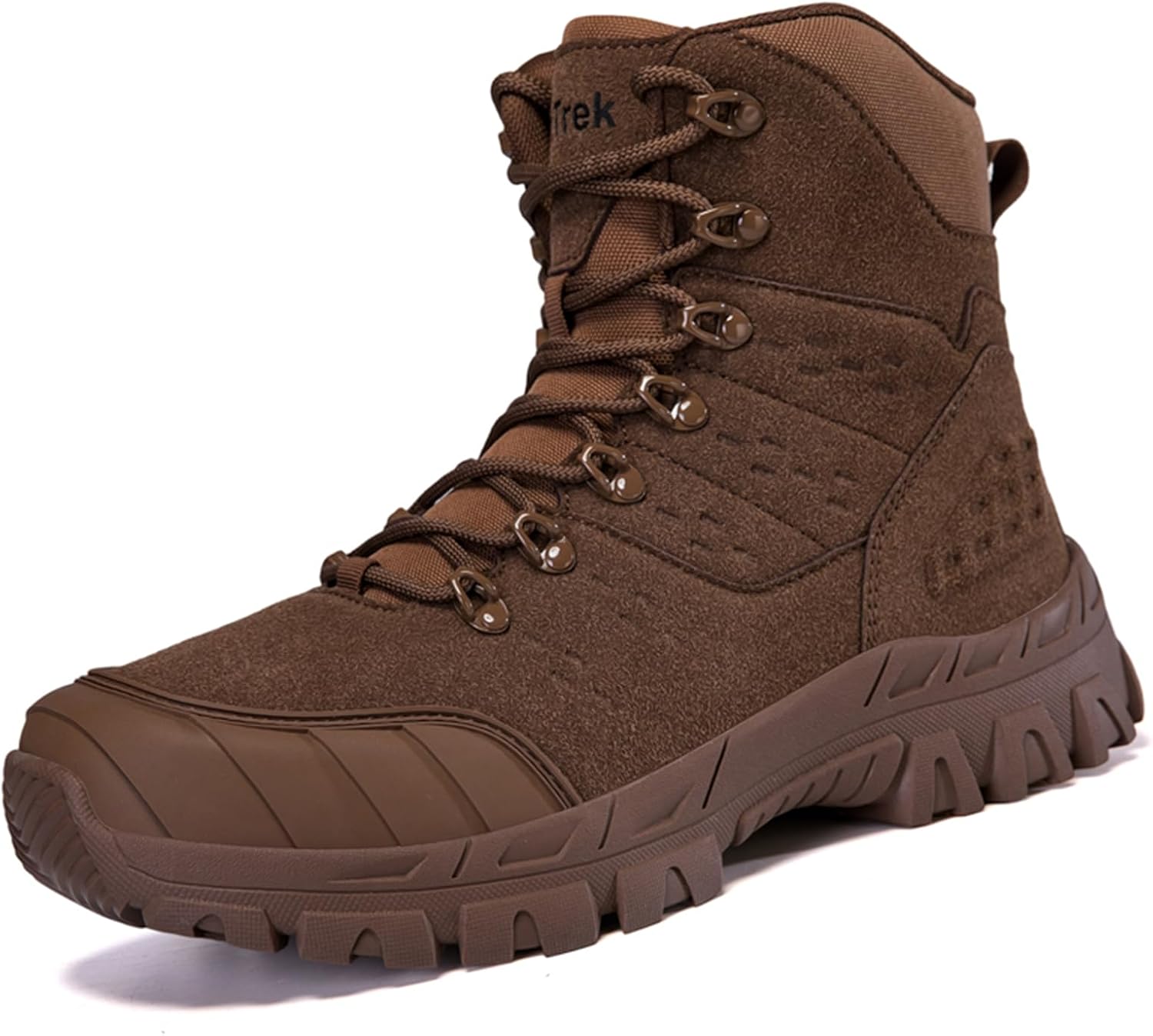 

Мужские высокие тактические ботинки TengfeiFly с шнуровкой, усиленным носком, дышащим верхом и нескользящей резиновой подошвой для активного отдыха на улице: походы, кемпинг, прогулки, коричневый
