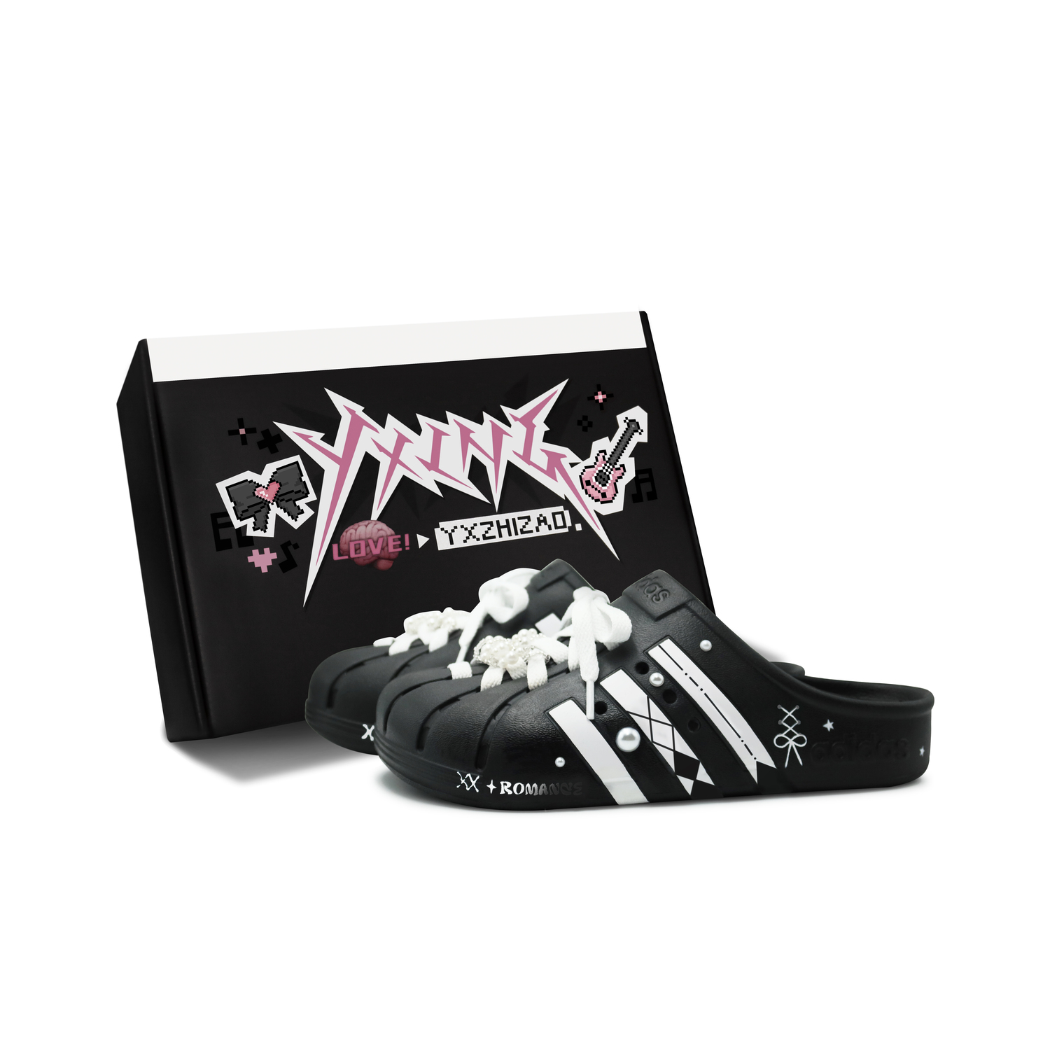 ADILETTE CLOGS Сланцы с обёрнутым носком Унисекс Чёрный Белый Adidas