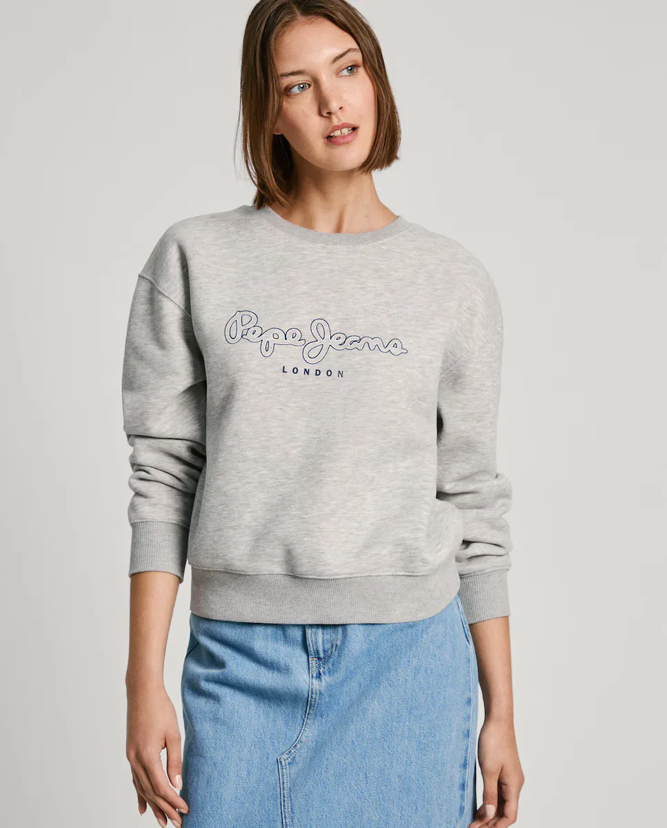 

Женская толстовка с круглым вырезом и принтом логотипа Pepe Jeans, серый