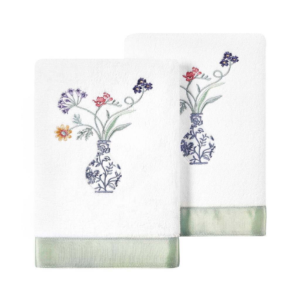 

Linum Home Textiles Турецкий хлопок Stella Набор украшенных полотенец для рук из 2 предметов, белый