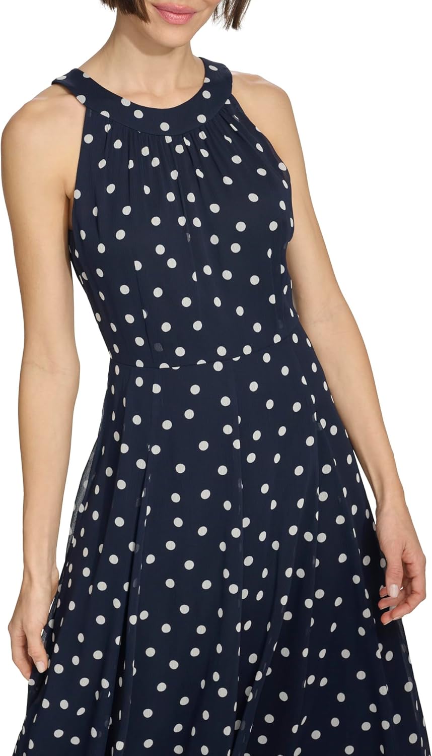 

Женское платье миди Tommy Hilfiger без рукавов с халтер-бретелькой и расклешенным лифом, Sky Captain/Ivory