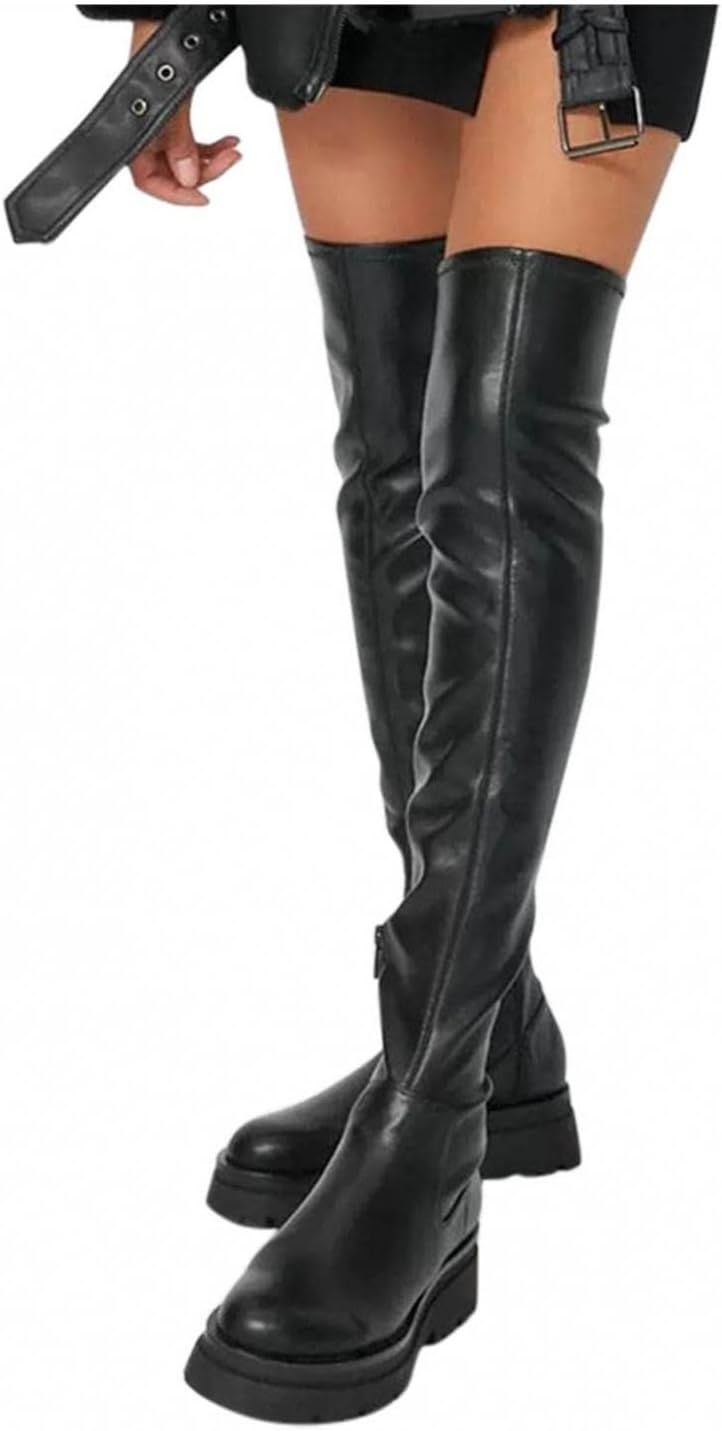 

Женские высокие ботфорты Hbeylia до бедра, модные повседневные, черный