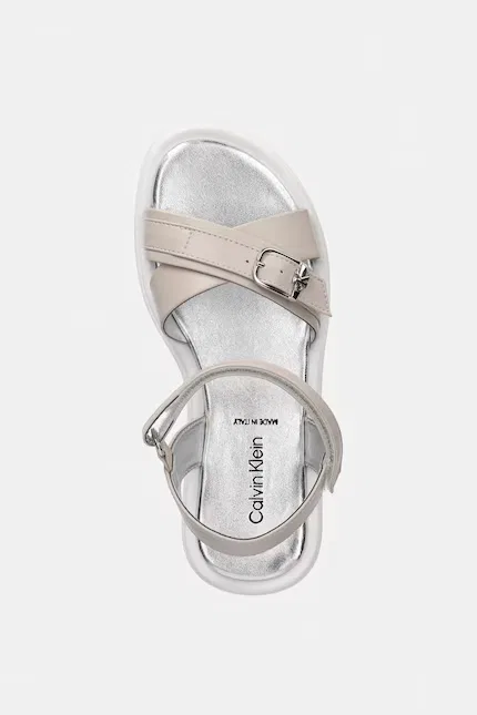 Сандалии детские из эко-кожи Calvin Klein Jeans, бежевый — фото 4