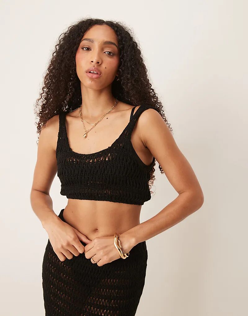 

Трикотажный пляжный укороченный топ ASOS DESIGN черного цвета