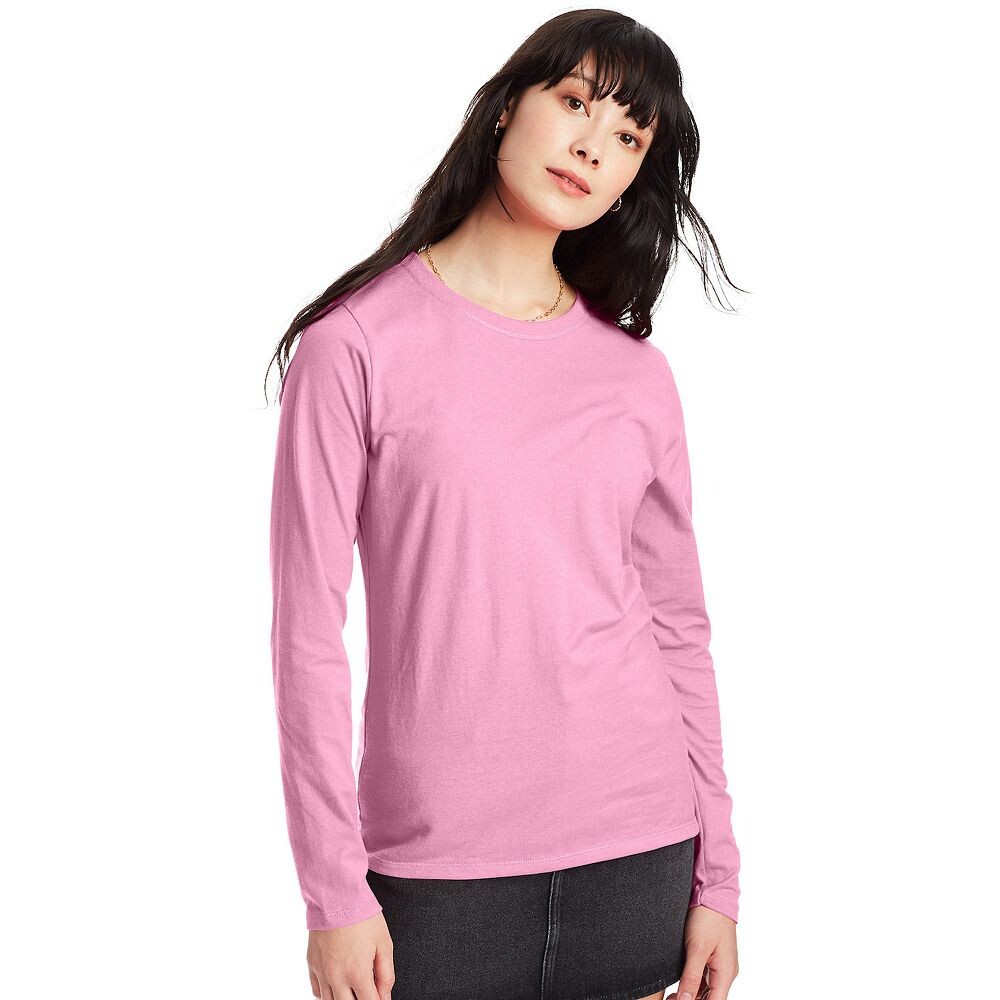 

Женская футболка с длинными рукавами Hanes Originals, цвет Pink Swish