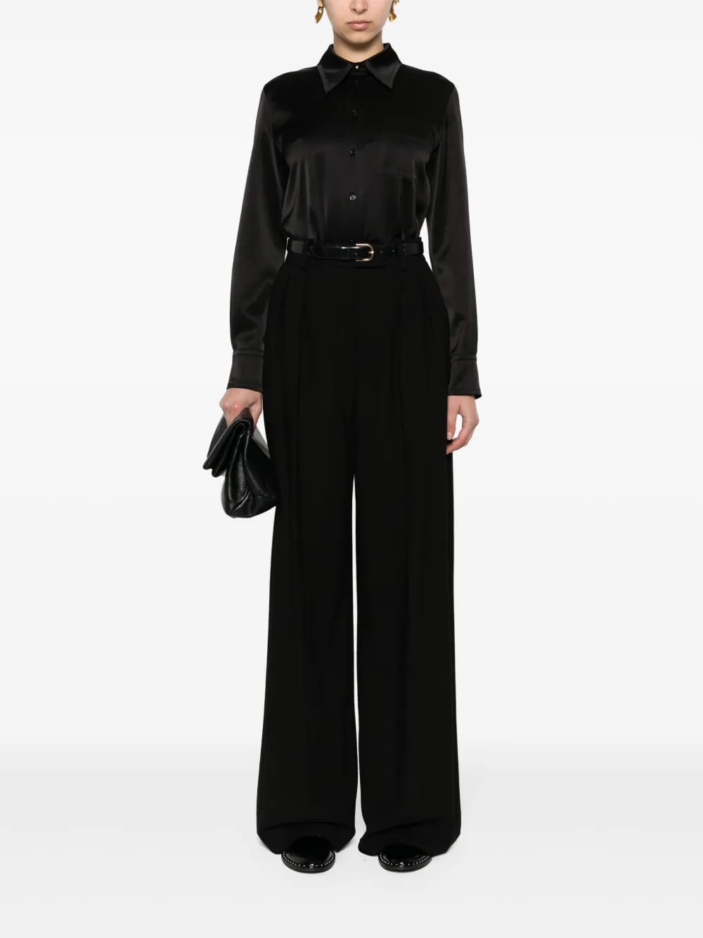 Атласная рубашка с длинными рукавами Lanvin, черный — фото 2