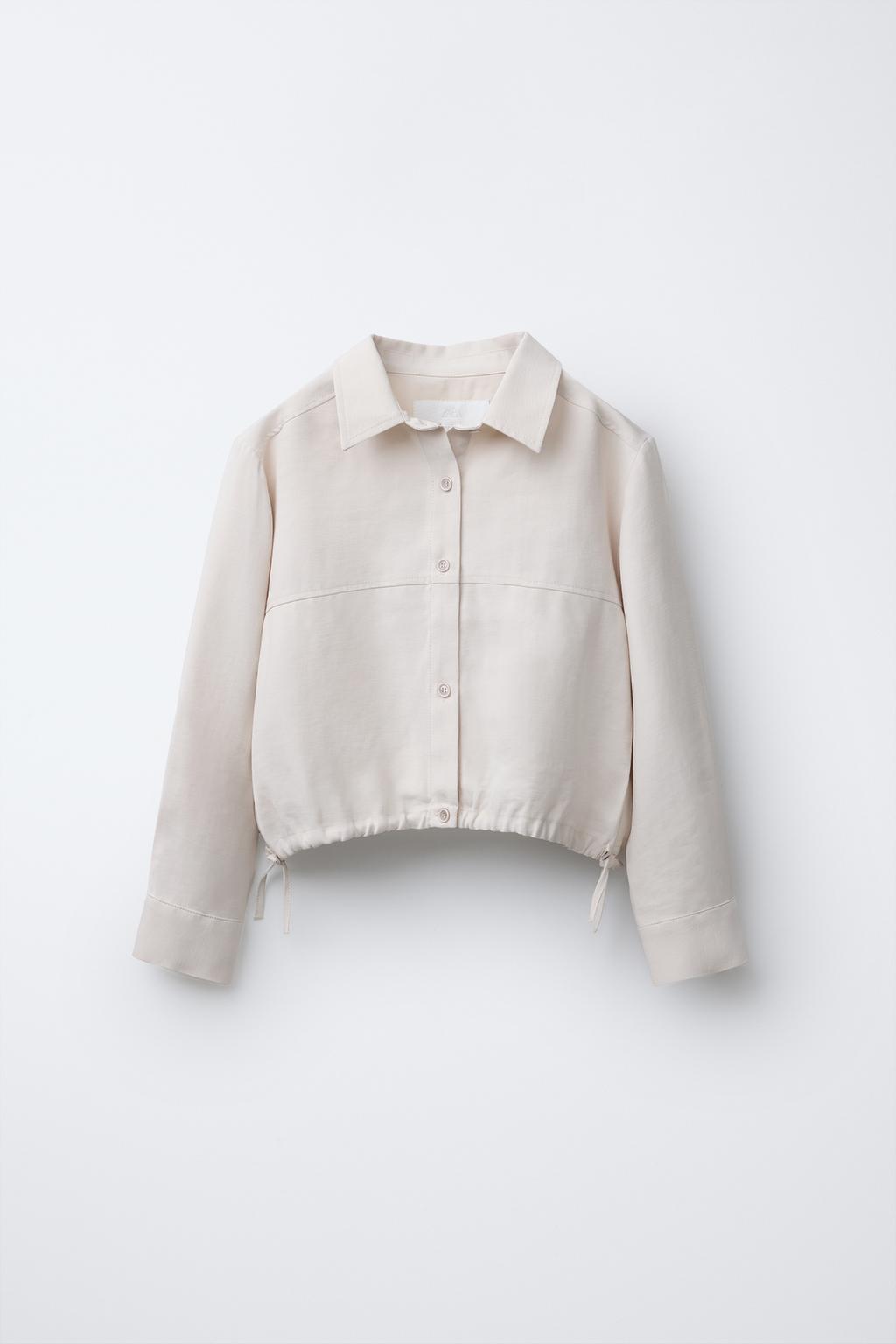 

Струящаяся рубашка со шнурком ZARA, экрю