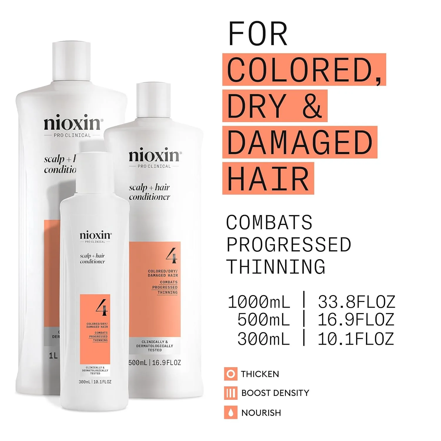 Nioxin System 4 кондиционер для уплотнения кожи головы и волос для окрашенных, сухих и поврежденных волос с прогрессирующим истончением 500 мл (.) — фото 3
