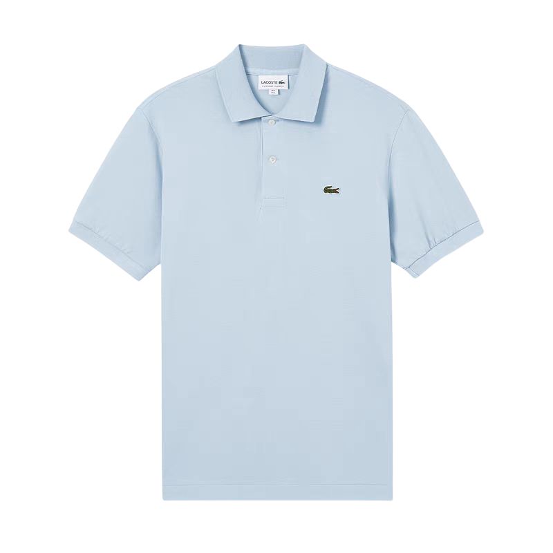 Поло LACOSTE, классическое, из пике, светло-голубой