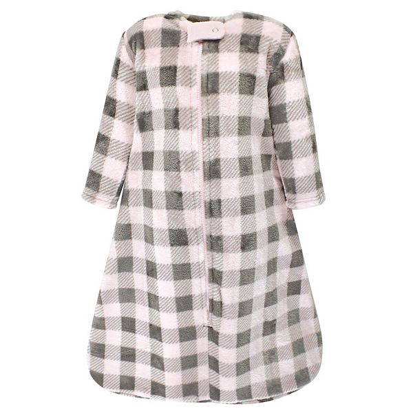 

Спальный мешок для девочки, плюш, с длинными рукавами, розово-серый в клетку, 0-6 месяцев Hudson Baby