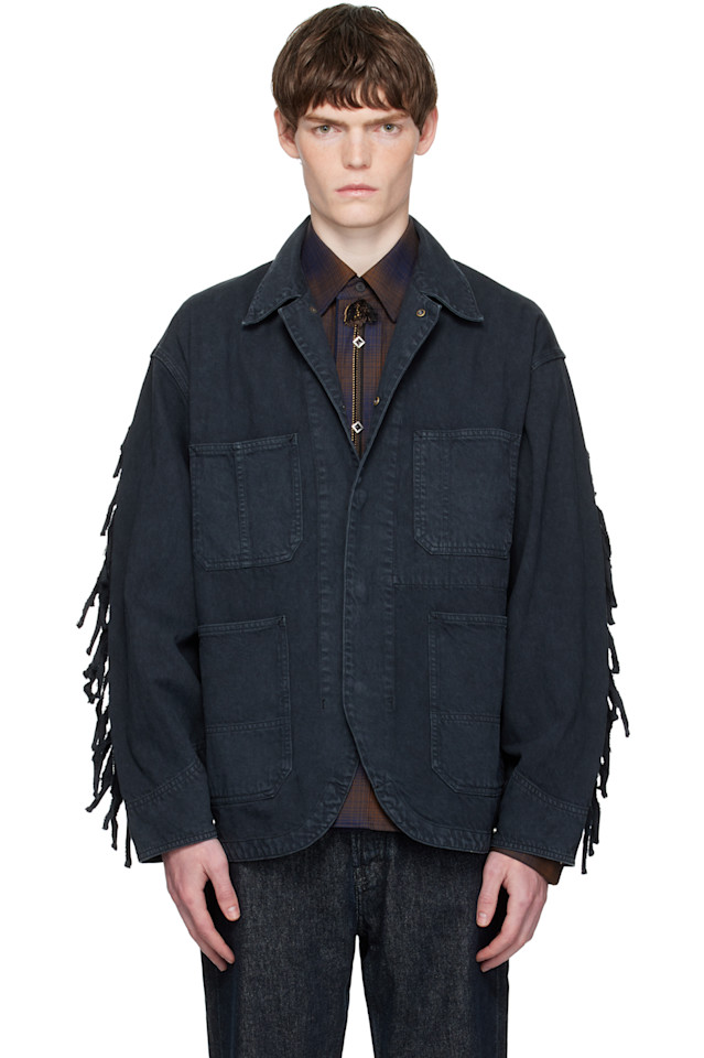 

Джинсовая куртка с бахромой Toga Virilis, черный