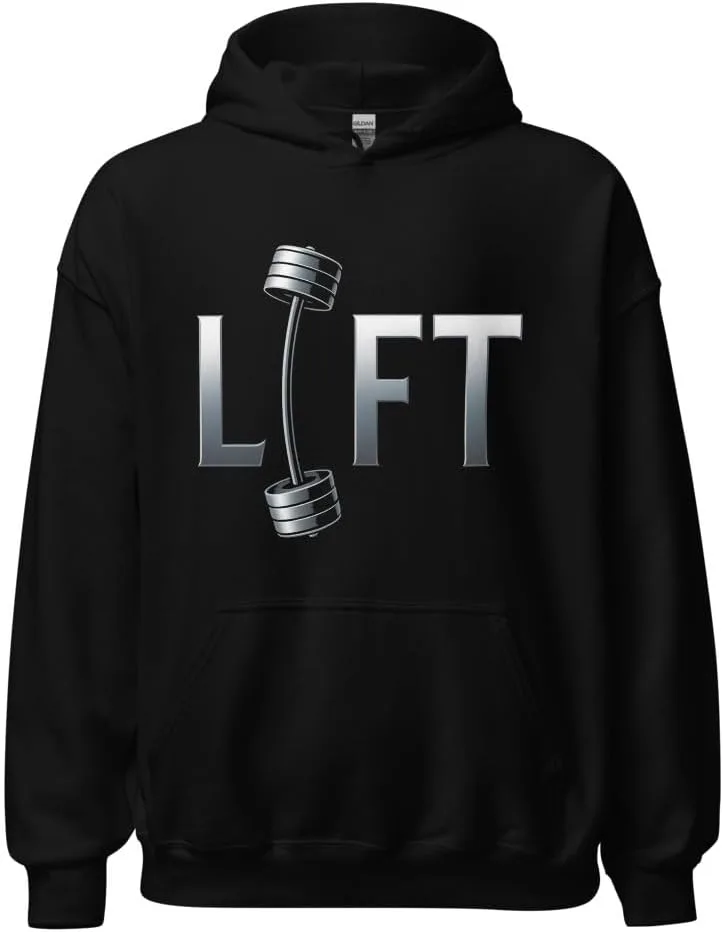 Толстовка с принтом LIFT Dumbbell Graphic Gym - мотивационная фитнес-тренировка для любителей спортзала Generic, черный
