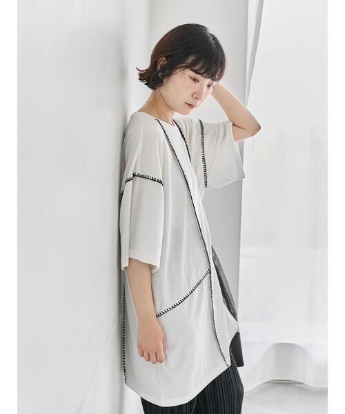 

Samansa Mos2 blue Туника из хлопка с перекрестной строчкой, Samansa Mos2, кремовый