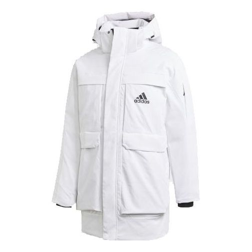 

Пуховик adidas Full-length zipper Cardigan Multiple Pockets Down Jacket Couple Style White, белый