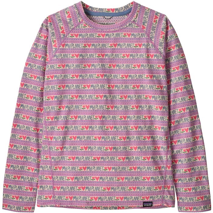 

Команда Capilene среднего веса - детская Patagonia, Planet Hearts: Brisk Purple