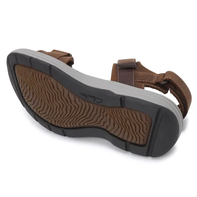 Мужские повседневные спортивные сандалии Clarks с магнитной пряжкой коричневые — фото 4