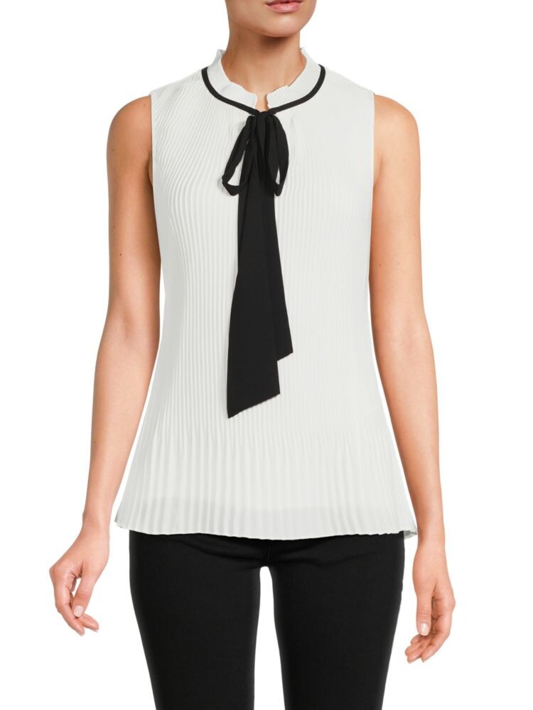 

Плиссированная блузка с завязкой спереди Dkny, цвет White Black