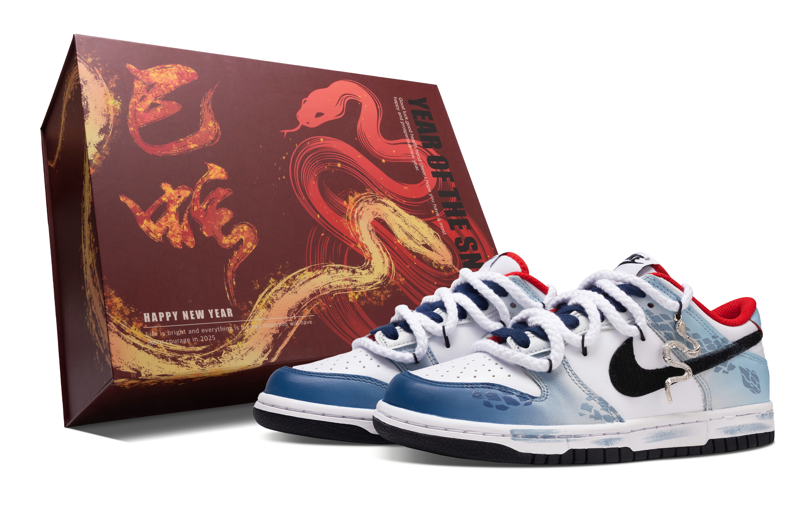 

Детские кроссовки для скейтбординга Dunk «Year Of The Dragon» с низким верхом и противоскользящим покрытием для подростков Nike, синий/белый