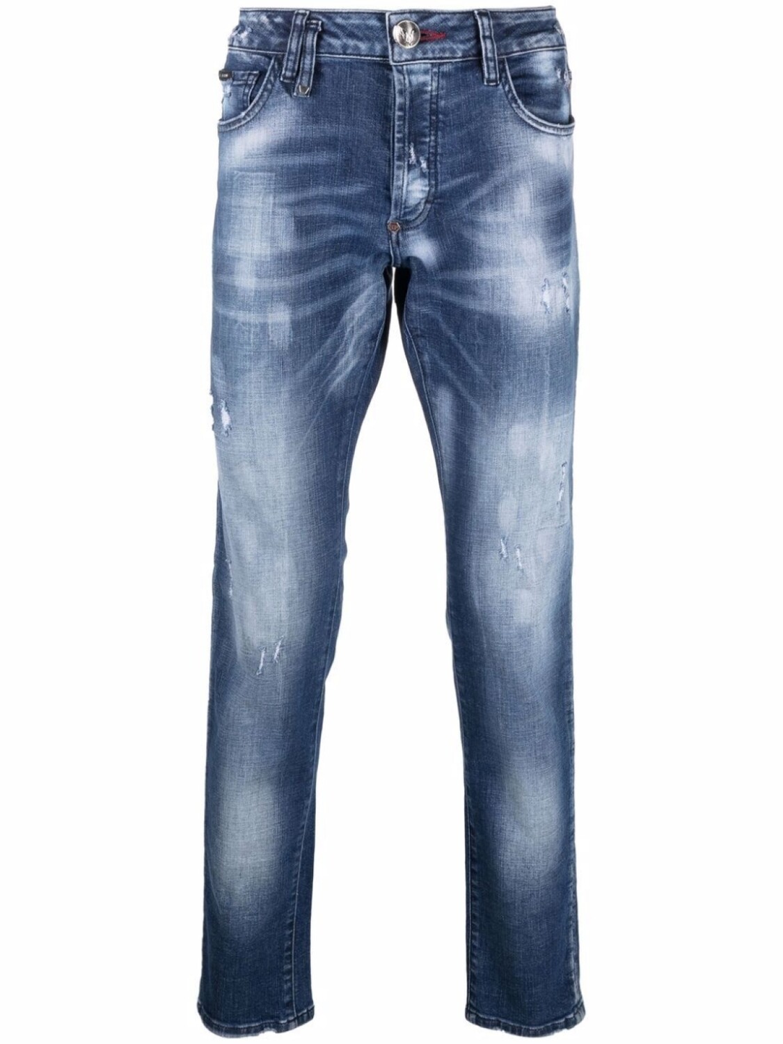 

Philipp Plein джинсы с эффектом потертости, синий