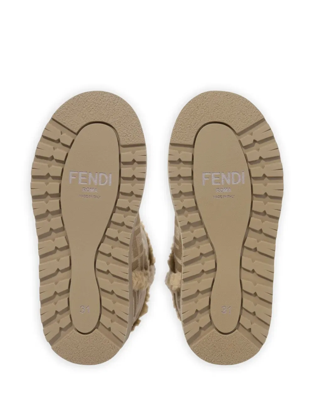 Сапоги с логотипом FF, отделанные овчиной Fendi Kids, нейтральный — фото 3