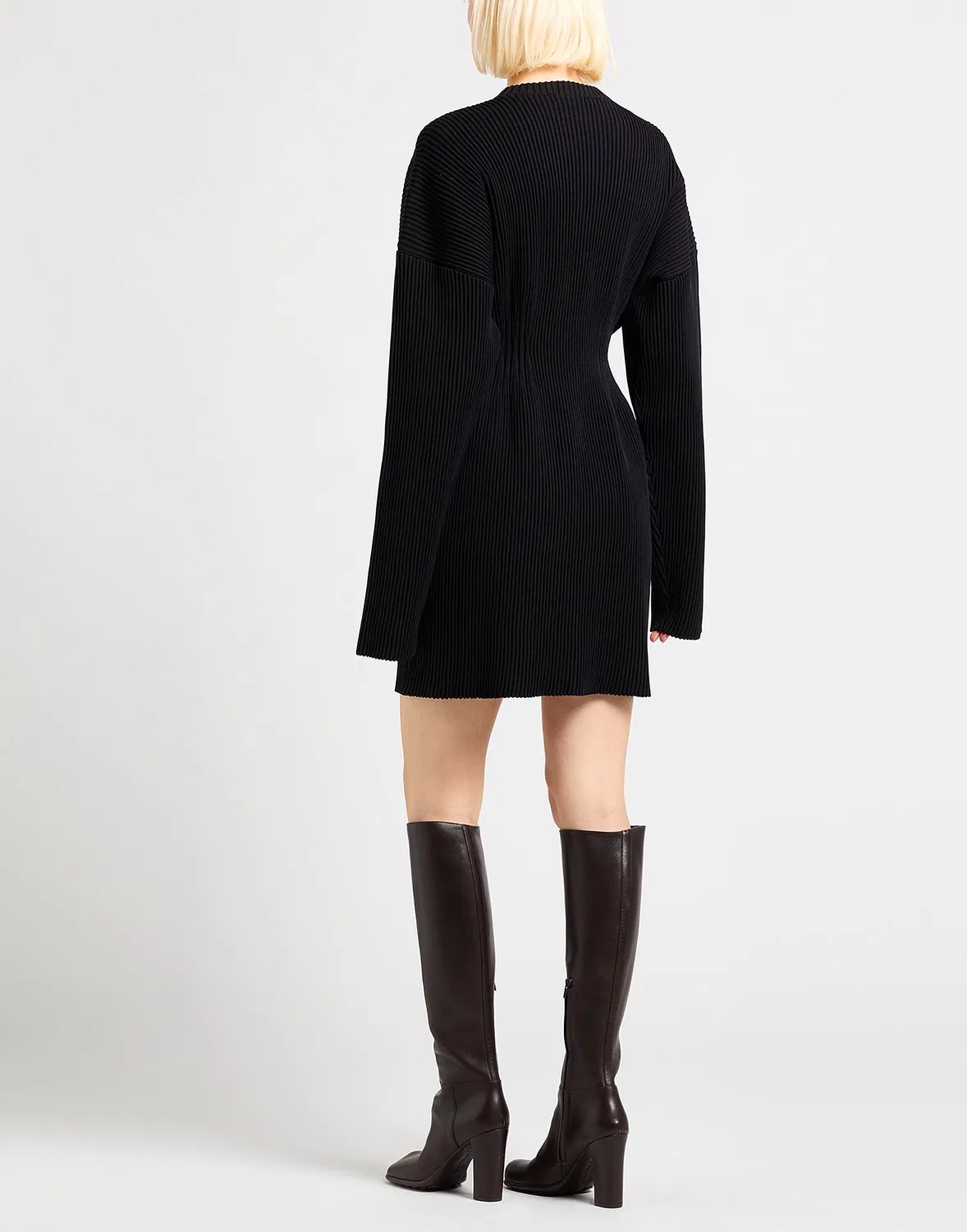 Платье мини трикотажное BALENCIAGA черное — фото 3