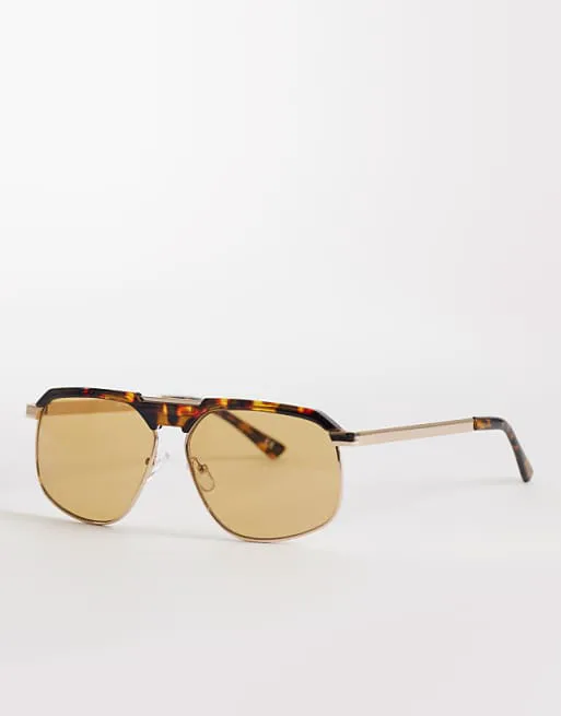 

Авиаторы в металлической оправе ASOS DESIGN с желтыми линзами