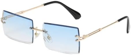 

Винтажные модные солнцезащитные очки 2026 года для женщин, без оправы, прямоугольной формы, с градиентным переходом цвета, защитой от УФ-излучения UV400, для летних путешествий generic, Golden Blue